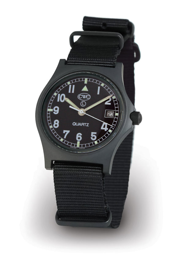 CWC GS Sapphire Watch, Black with Black Dial